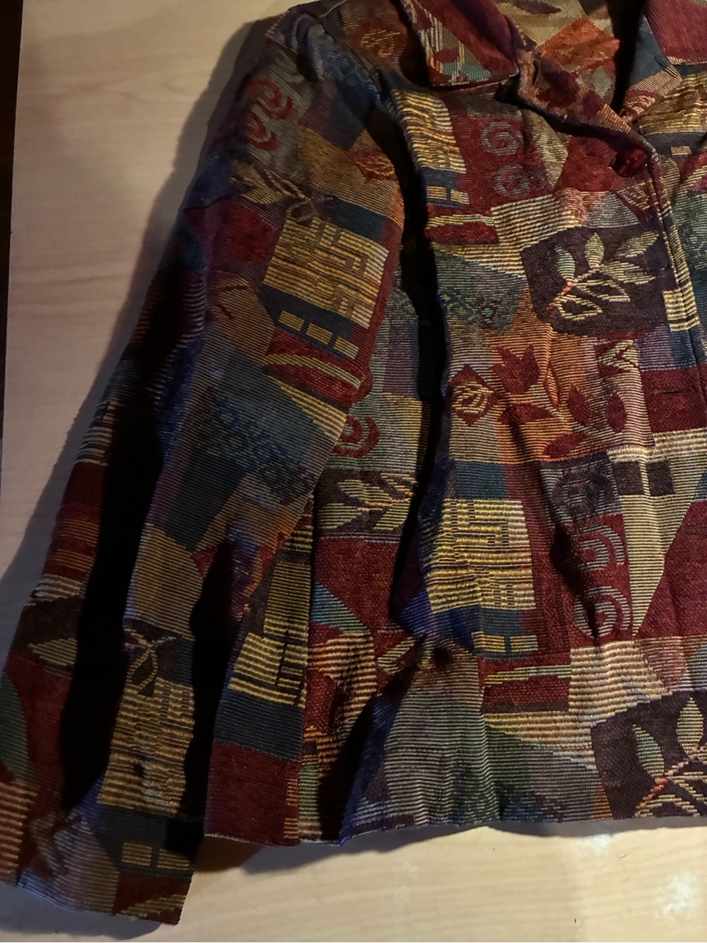 Dana Kay Multicolor Geometric Leaf Pattern Button Front Jacket - Picture 4 of 6